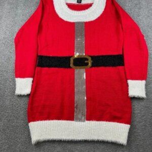 United States Sweater - Christmas Tunic Dress Santa Red White Sequins - sz XL